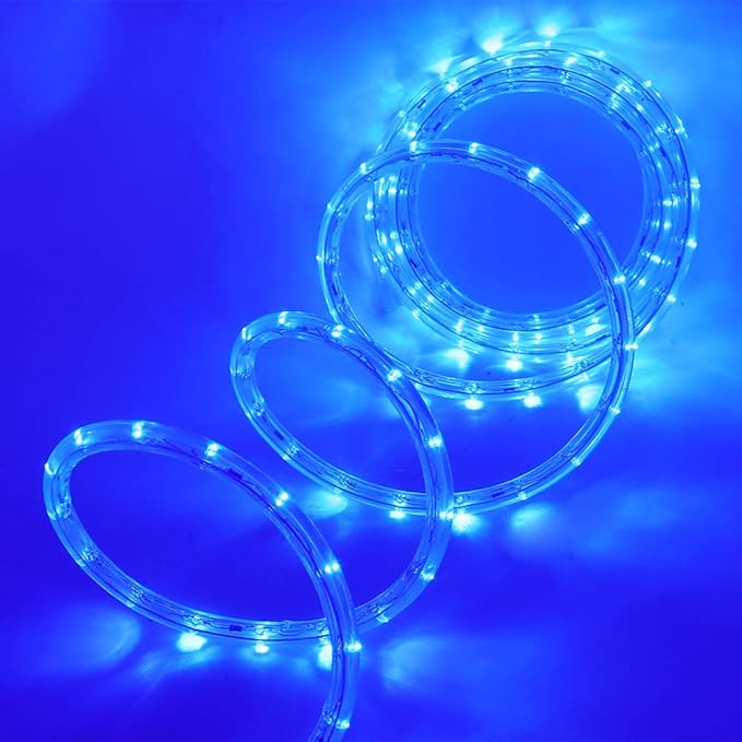 1/2" Rope Lights, 3.3ft 2-Wire Waterproof LED Rope Light Kit 110V-120V PVC 30 LED/M Tube Lights Strip for Background Lighting, Outdoor Decorative Lighting, Christmas(Blue)