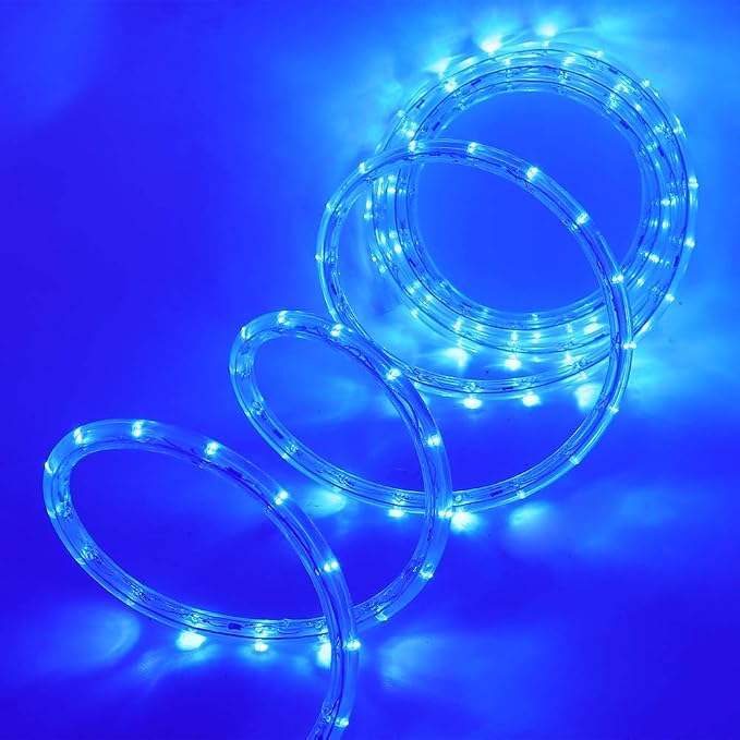 9.9ft 2-Wire Waterproof LED Rope Light Kit,110V-120V PVC 30 LED/M Tube Lights Strip for Background, Outdoor, Christmas, Home Decoration(Blue)