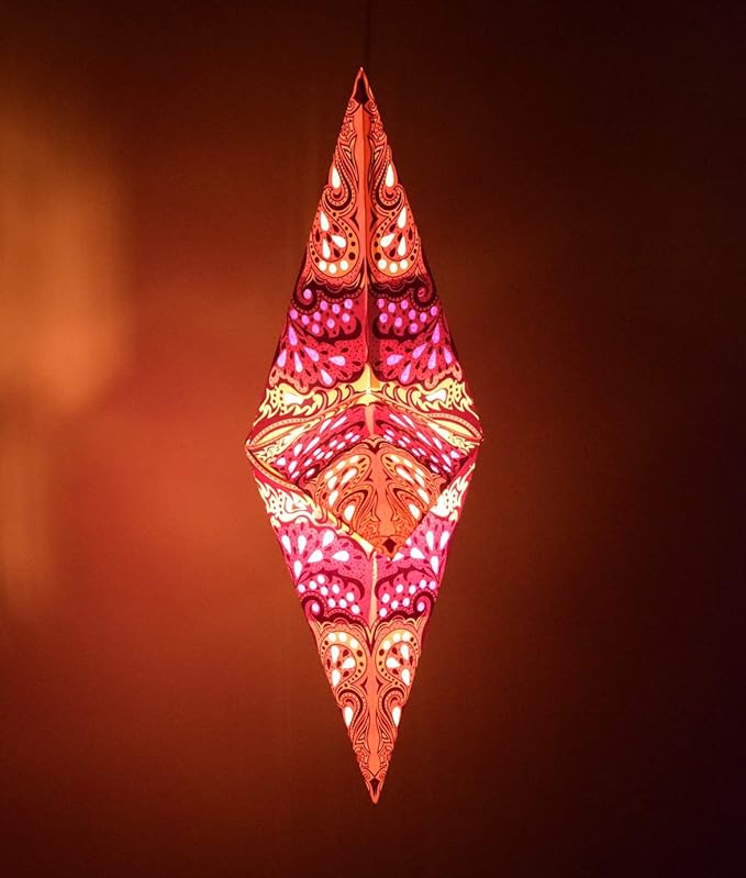 Pink Charm Paper Star Lantern with 12 Foot Power Cord Included