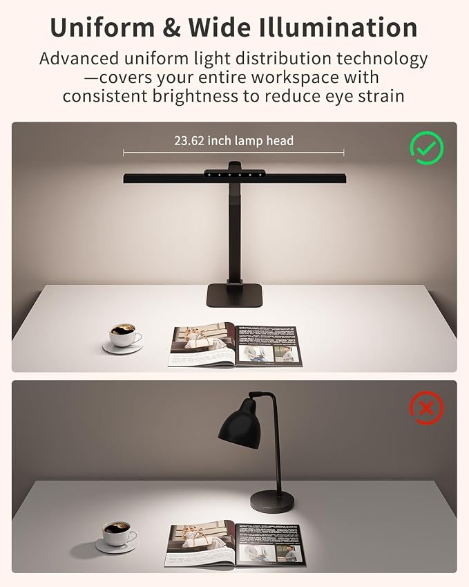 Architect Desk Lamp for Office, Bright Gooseneck Light with Stable Base | 24W Gooseneck Eye-Caring Touch Control Desk Lights, Dimmable Brightness & Color Computer Lights for Desktop