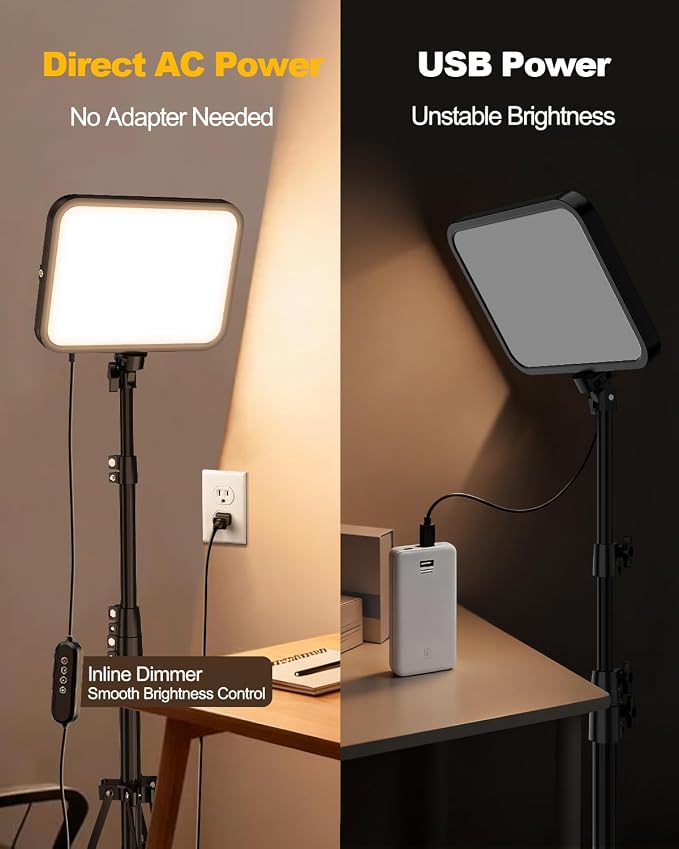 UBeesize 1-Pack LED Video Light Kit with Tripod Stand & Phone Holder | Ultra-Bright 3000-Lumen Dimmable Studio Lights for Live Streaming, Video Recording, Makeup, Gaming, YouTube and Photography