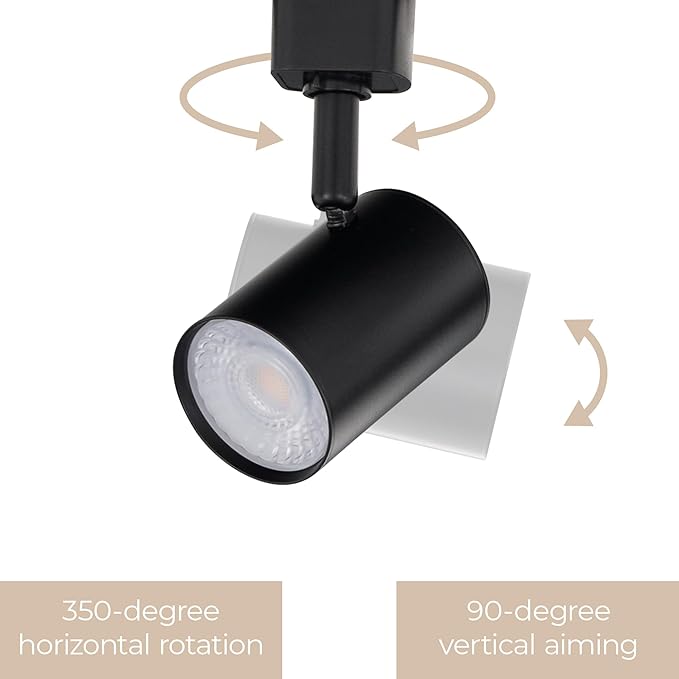 Amped Collection LED 10W Track Head 3000K Warm White Energy Efficient in Black for H Track, Standard 3-Wire Track System (Pack of 4 Lights)