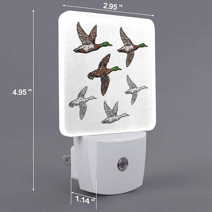 LED Night Light Plug into Wall with Dusk to Dawn Light Sensor White Energy Efficient Duck Mallard Wild Bird Nightlight for Bedroom Bathroom Hallway Living Room Kitchen