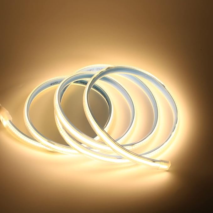 LED Strip Lights Waterproof 32.8ft 110v Flexible LED Light Strips | 3000K Warm White Rope Light Cuttable Under Cabinet Lighting 10 Meter Flexible LED Strip for Outside Bedroom Kitchen Decor