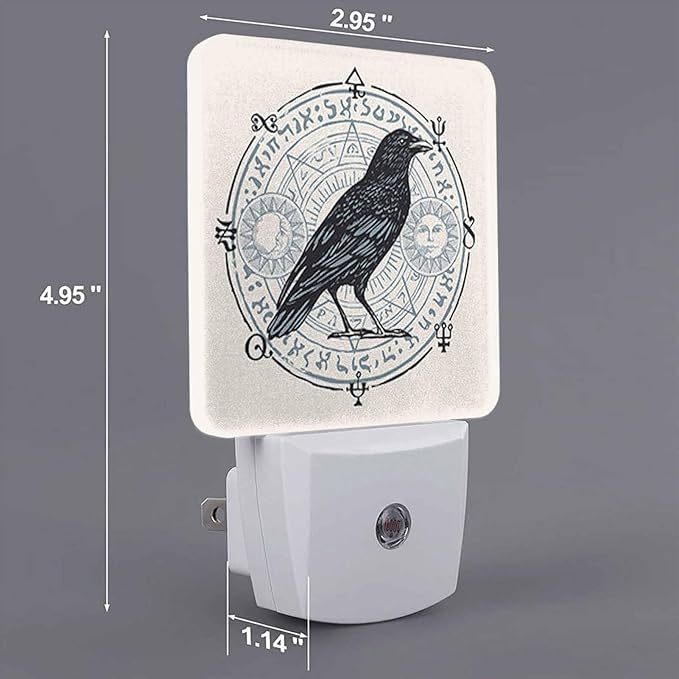 LED Night Light,Raven Octagonal Star with Magic Runes LED Night Light Plug into Wall with Dusk to Dawn Light Sensor White Energy Efficient Nightlight for Bedroom Bathroom Hallway Living Room Kitchen