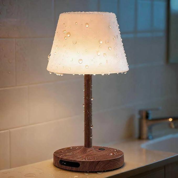 SAIWEYA Outdoor Waterproof Shower Lamp, 5200mAh Rechargeable Bathroom Lamp | IP65 Cordless Shower Light, Touch Dimming, Long-Lasting Battery, Versatile for Patio, Camping, Bathroom, Restaurant & Kitchen