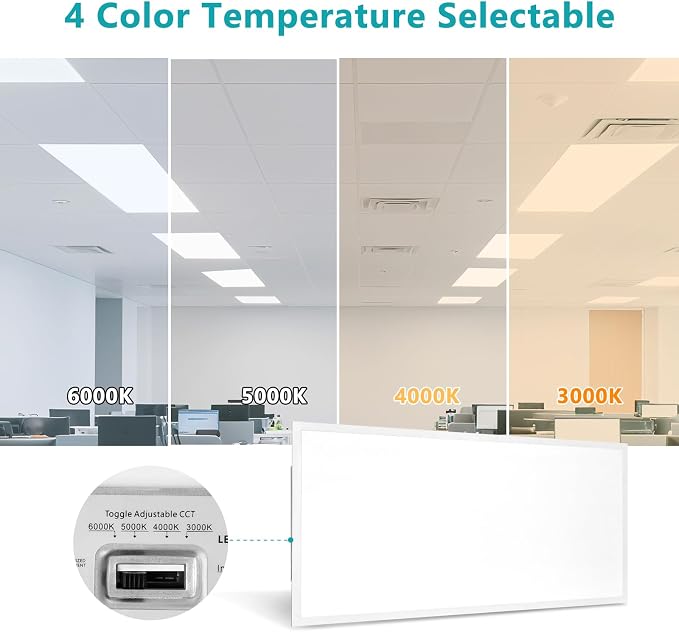 2x4 LED Flat Panel Light 24 Pack | ETL Certified, 0-10V Dimmable, 40W/50W/60W, 4400LM/5500LM/6600LM, 3000K/4000K/5000K/6000K