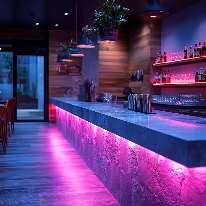 LED Strip Lights 24V COB Purple 16.4ft (No Power Supply) | Super Bright, Dotless High Density 14W/m, 8mm Width Cuttable Flexible, Home DIY Commercial Decoration
