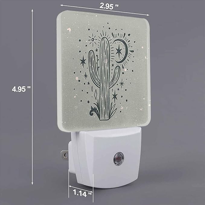 LED Night Light,Wild Cactus Desert Arizona Vintage LED Night Light Plug into Wall with Dusk to Dawn Light Sensor White Energy Efficient Nightlight for Bedroom Bathroom Hallway Living Room Kitchen