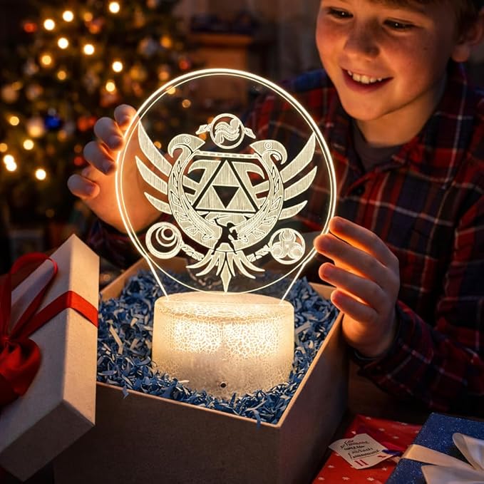 3D Night Light, 16 Color Changing Cartoon USB Desk Lamp, Crest of Hyrule Illusion Lighting with Remote Control for Home Decor Gift for Kids. (4)