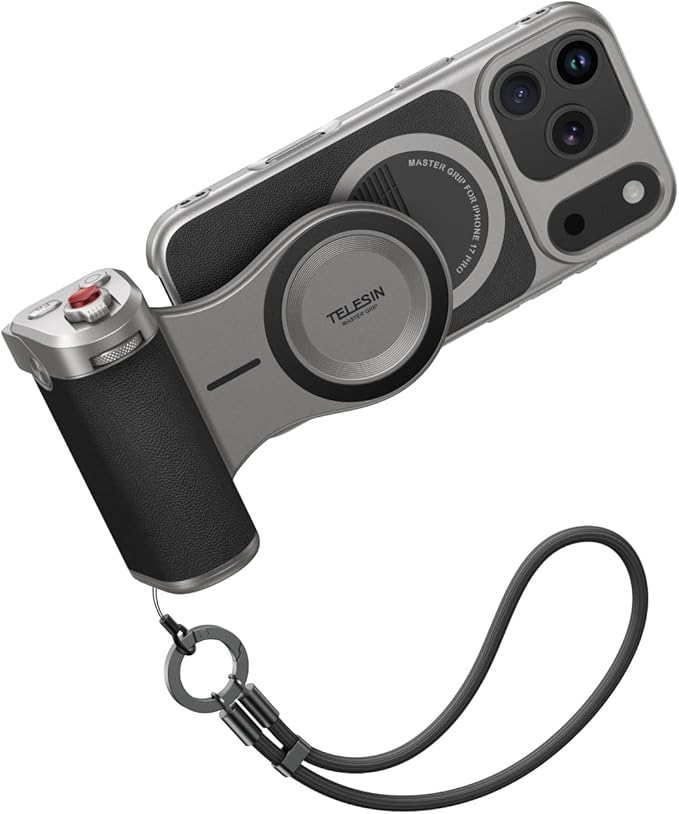 【for iPhone 17 Pro Only】 TELESIN Master Grip Kit, Magnetic Phone Camera Grip Kit Built-in 3200mAh Battery - Wireless Charging - Graphene Case for iPhone Cooling - DSLR Style Grip Handle Holder