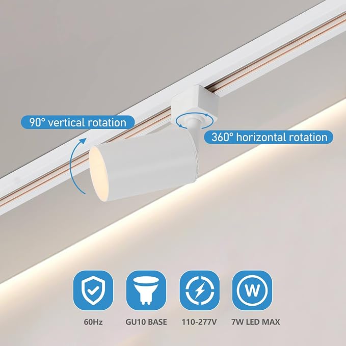 3-Color 4-Light LED Track Lighting Kit with 3.3FT H Track Lighting Rails & Canopy Connector, GU10 Dimmable Track Light Kit, Modern Kitchen Track Lighting Fixtures Ceiling Spot Light, White