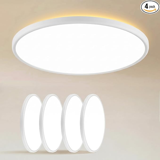 TALOYA 18" Flush Mount LED Ceiling Light,36W 5CCT,Dimmable,4-Pack White | Ultra Slim Low Profile Round Ceiling Light Fixture for Bedroom,Living Room,Kitchen