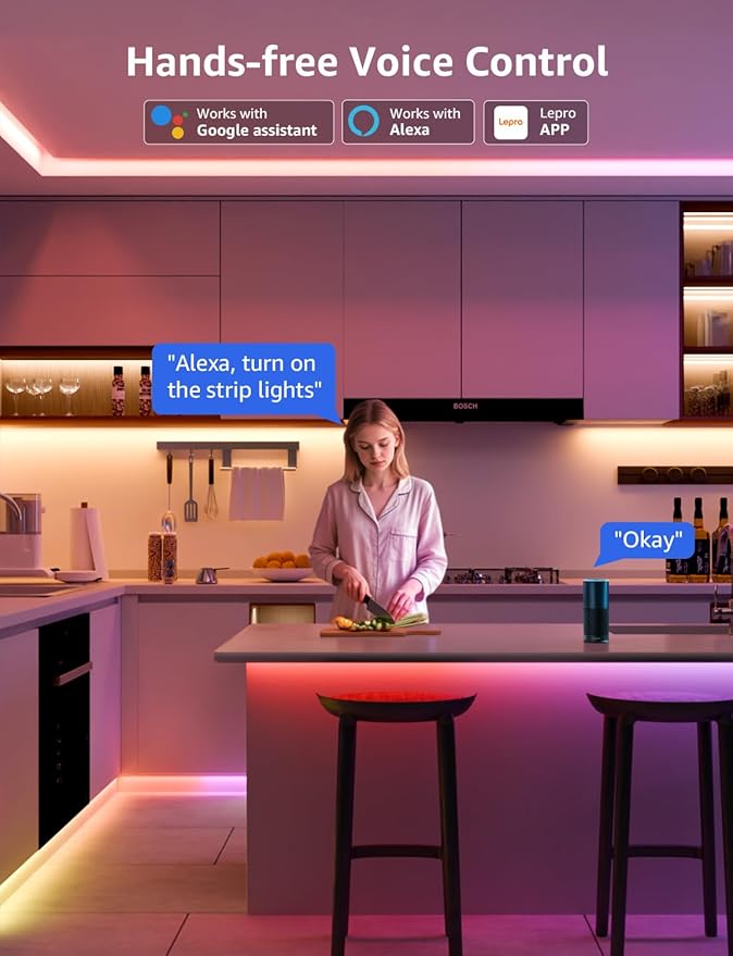 Lepro S2 AI Smart LED Strip Lights 16.4FT RGB+CCT WiFi Bluetooth for Room | 2700K-5700K tunable white,AI lighting designer,Rainbow chasing effects,Music sync,Color segment control,Smart scenes,Bedroom