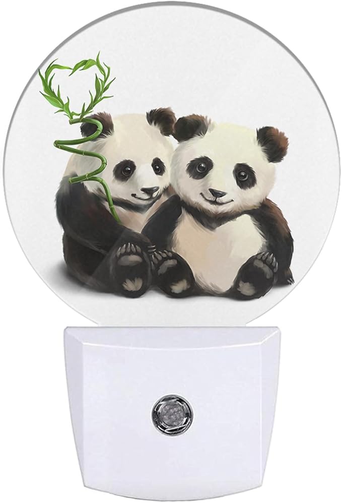 EKOBLA Cute Panda Night Lights Plug into Wall Panda Bear Bamboo Plug-in Nightlights Home Auto Sensor LED Dusk to Dawn Light for Bedroom Bathroom Kitchen Corridor