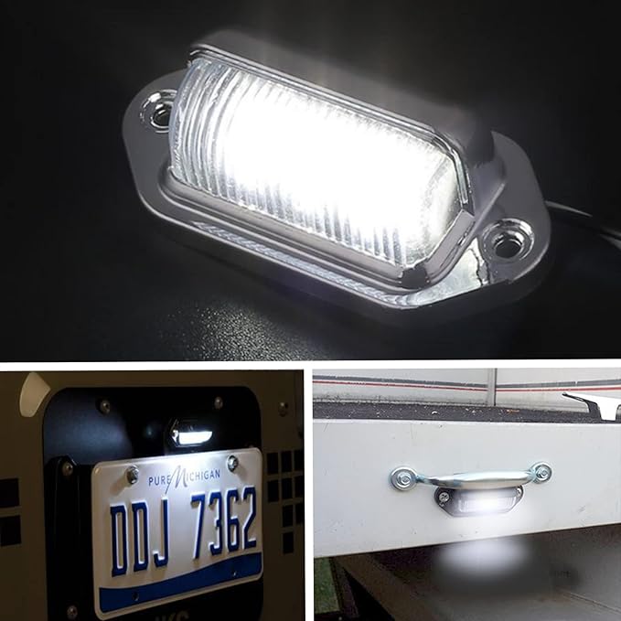 8PCS Xenon White LED License Plate Light, 12V-24V DC Waterproof 6-SMD License Plate Lamp Taillight, For Truck SUV Trailer Van RV Boats as Step Courtesy Light, Dome/Cargo Lights or Under Hood Light