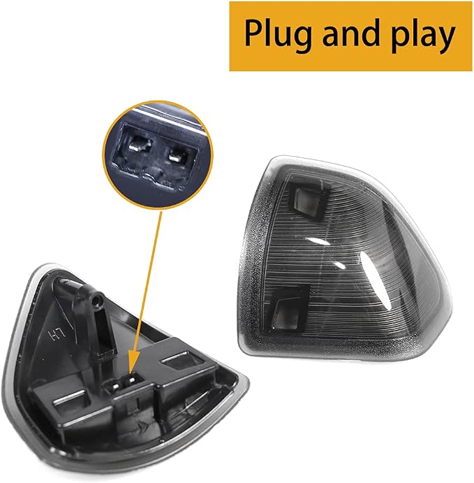 LED Side Mirror Turn Signal Light Two Wire Left Driver Right Passenger Lamps Smoked Cover Lens Compatible with Dodge Ram 1500 2500 3500 4500 5500 2010-18 2Pcs 68302828AA 68302829AA