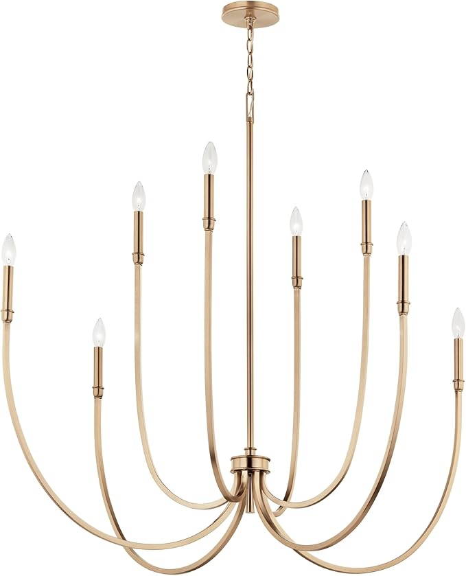 Kichler Malene 8-Light Foyer Chandelier, Updated Traditional Light in Champagne Bronze, Sloped Ceiling Compatible, for Foyer, Dining Room or Living Room (43.5" x 42.25"), 52699CPZ