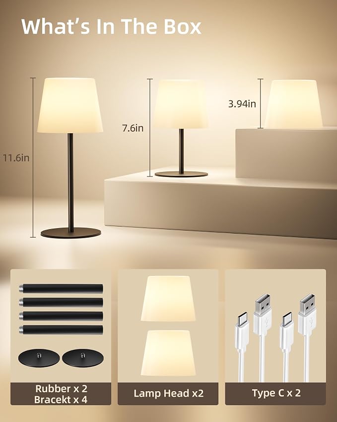 EZVALO Spa-Like Shower Lamp – IP65 Waterproof Bathroom Lamp, Rechargeable Cordless Mood Light, 3 Color Temps for Relaxing Bathroom & Bathtub Experience 2 Pack (Black)