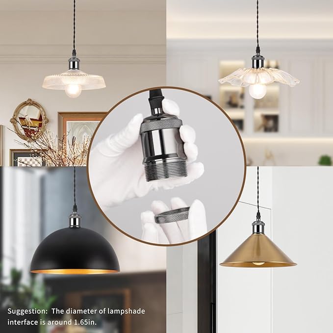 mirrea H Type Black Track Lighting Pendant with E26 Socket Cord Adjustable Pack of 3 (4 feet)