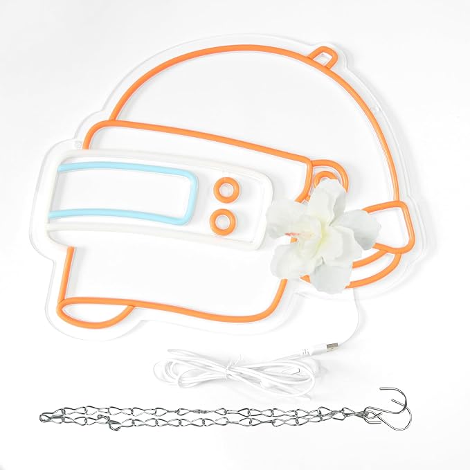 WonderfulLife Helmet Game Neon Sign for Game Zone Decor, Led Lights for Man Cave Play Room Internet Bar or Bedroom Decoration.5V USB Powered,Easy Hanging.