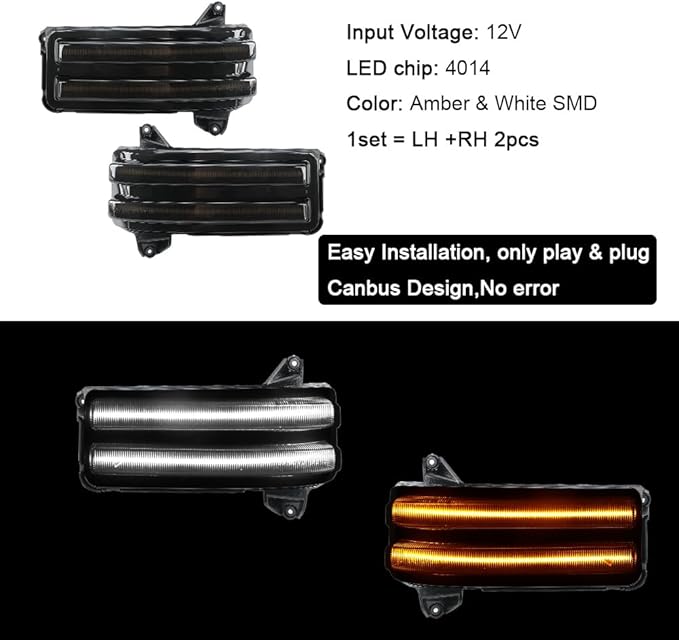 ROCCS Sequential Amber Turn Signal Switchback LED Side Tow Mirror Marker Light White DRL Parking Lights fit for 2020 2021 2022 2023 2024 2025 2026 Chevy Silverado/GMC Sierra 2500 3500,Smoked Lens