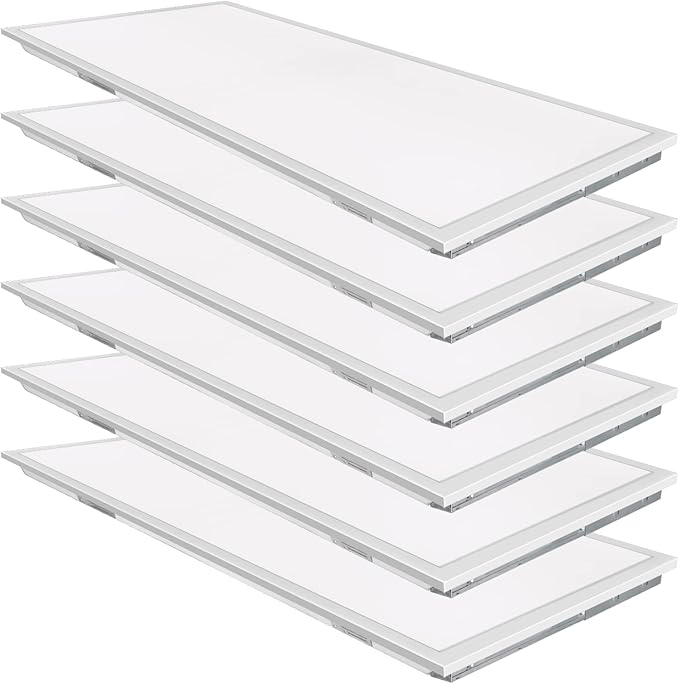 WEIZE (6 Pack 2x4 FT LED Flat Panel Troffer Light, 50W 5000K Recessed Back-Lit Drop Ceiling 0-10V Dimmable, 6500lm Lay in Fixture for Office, 3-Lamp F32T8 Replacement, 5000K Daylight White, (PN24)
