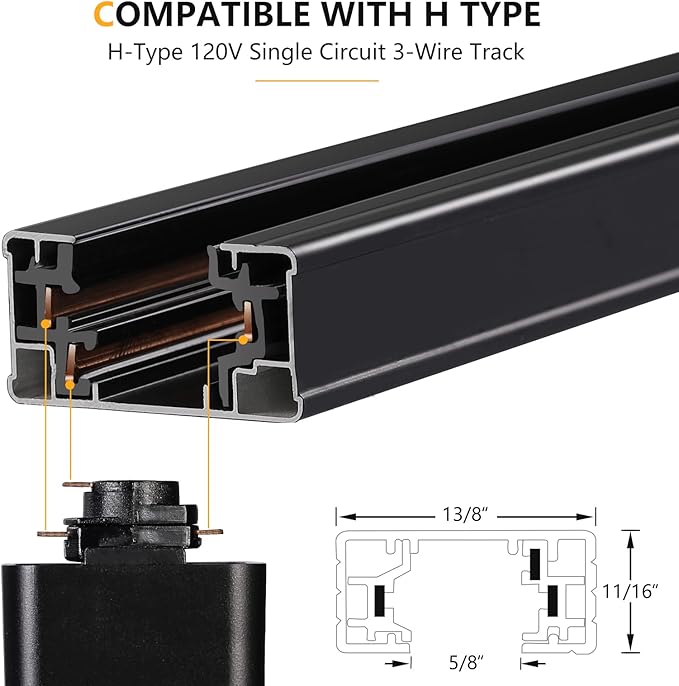 VANoopee H Track Floating Canopy Connector Black for Single Circuit H Type Rail, Cover Compatible With Halo System, LED Lighting Accessories Kit, Easy Install