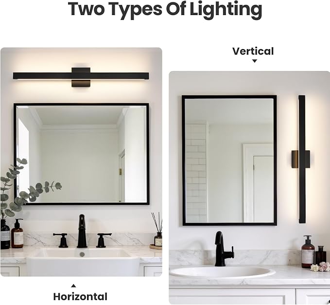 Modern Bathroom Vanity Light Black Bathroom Light Fixture Over Mirror 32 Inch 26W Dimmable 5CCT LED Vanity Light Bar for Bathroom Mirror Cabinets Bedroom