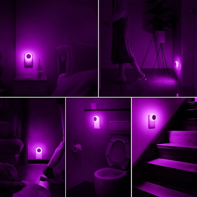 fesnne Night Light, Night Lights Plug into Wall, Dusk to Dawn Sensor, Pink Led Night Light 0.5W, 8 Pack Nightlight for Adults, Bedroom, Bathroom, Hallway, Kitchen