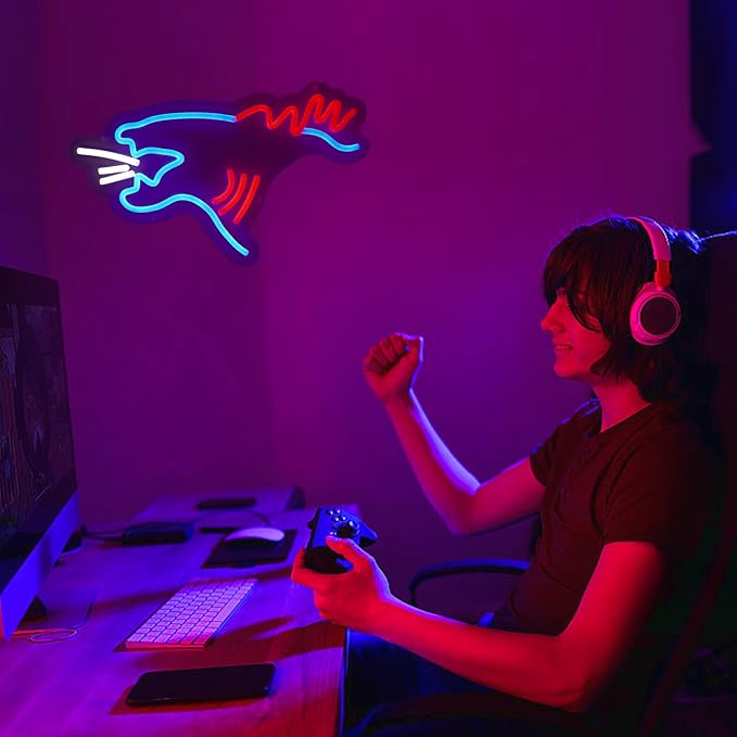 Monster Led Neon Sign, Dinosaur Neon Sign for Wall Decor, Neon Lights for Bedroom Bar Man Cave Game Room Wall Art Decor Boys Birthday Party Gifts Dimmable 14.8x8.8 Inches