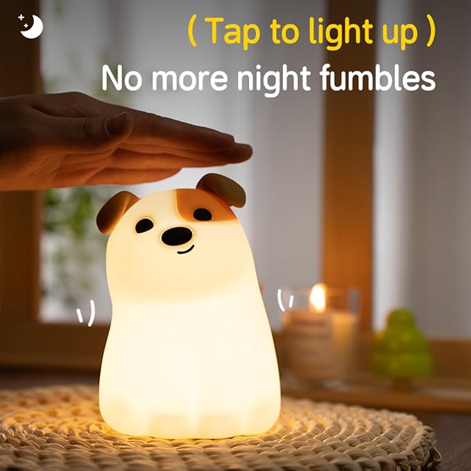 Led Cute Puppy Night Light, 7 Colors Dimmable Bedside Lamp, Touch Control Night Lamp with Timer for Kids Adults, Used for Camping Party Room Decor(Puppy)