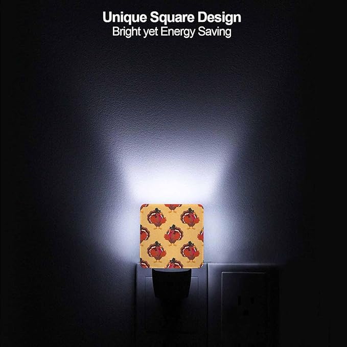 LED Night Light Plug into Wall with Dusk to Dawn Light Sensor White Energy Efficient Cartoon Turkey Bird Happy Thanksgiving Nightlight for Bedroom Bathroom Hallway Living Room Kitchen