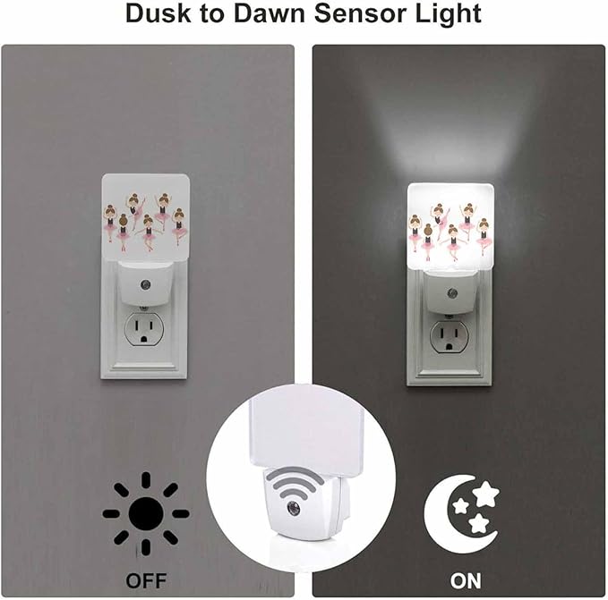 LED Night Light,Cute Ballerina LED Night Light Plug into Wall with Dusk to Dawn Light Sensor White Energy Efficient Nightlight for Bedroom Bathroom Hallway Living Room Kitchen