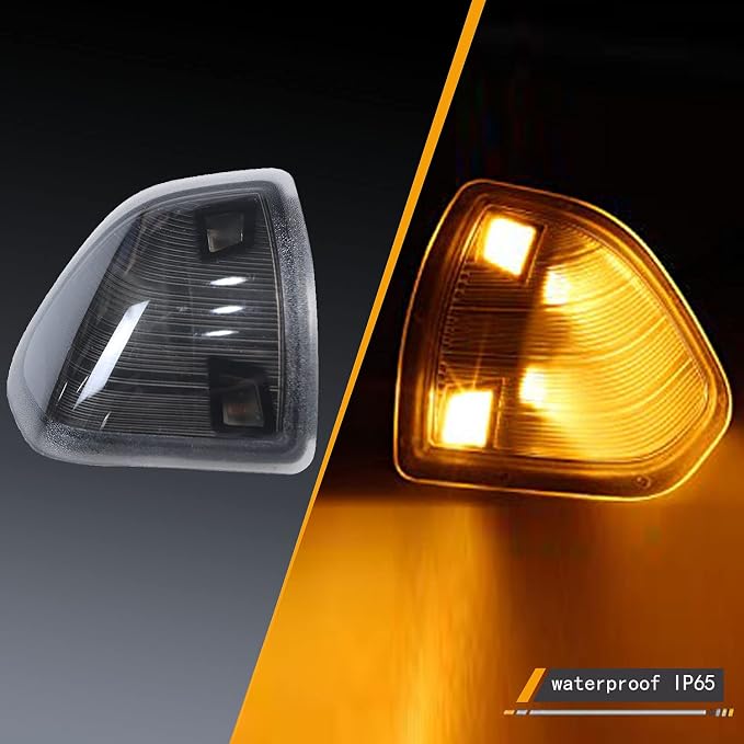 LED Side Mirror Turn Signal Light Two Wire Left Driver Right Passenger Lamps Smoked Cover Lens Compatible with Dodge Ram 1500 2500 3500 4500 5500 2010-18 2Pcs 68302828AA 68302829AA