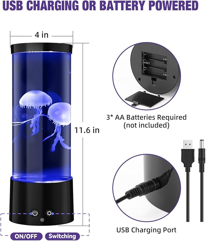 Jellyfish Lamp with 17 Light Effects - Mood Table Lamp Night Light with Remote, Jelly Fish Tank Aquarium for Living Room, Christmas Birthday Gifts for Kids