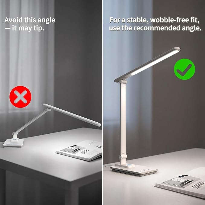 ELECTRI Desk Lamp for Home Office, 5 Color & Stepless Dimming, Eye-Caring | 360° Rotatable, Touch Control, with USB-C Output Port, for Study, Reading, Work, Nail Art, Craft, Puzzle, with Adapter