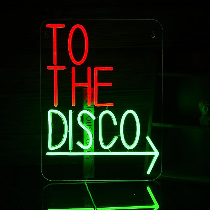 To The Disco Neon Sign Disco LED Neon Light for Wall Decor USB Powered Arrowhead Tag Led Light Sign Dimmable Neon Light Sign for Disco Bar Music Bar Bedroom Party