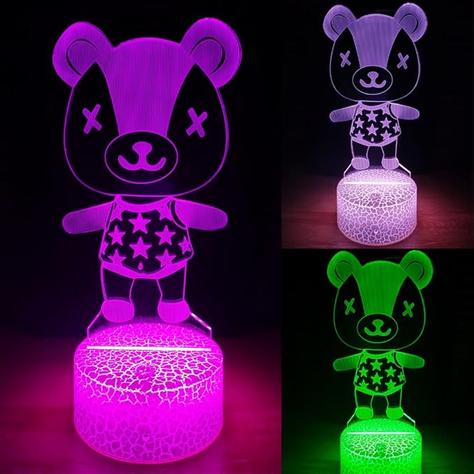 3D Night Light, 16 Color Changing Cartoon USB Desk Lamp Illusion Lighting with Remote Control for Home Decor Gift for Kids. (Stitches)