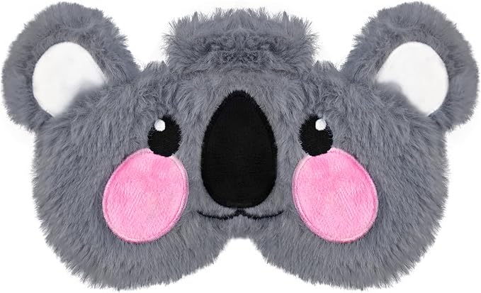 Cute Sleeping Masks Cartoon Animal Eye Mask Soft Plush Sleep Mask Travel Blindfold Eye Cover Funny Novelty Eye Shade for Women Men (Grey Koala)