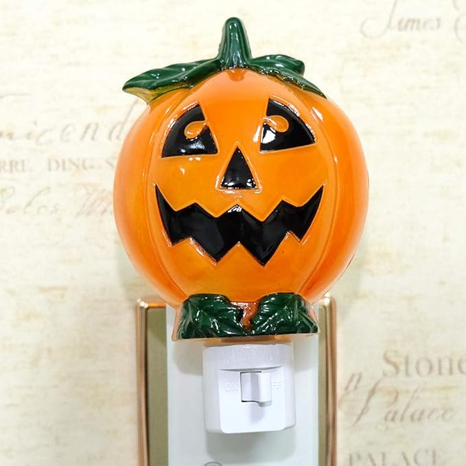 DRomance Pumpkin Plug in Night Light with 360 Degree Swivel Plug Halloween Decoration