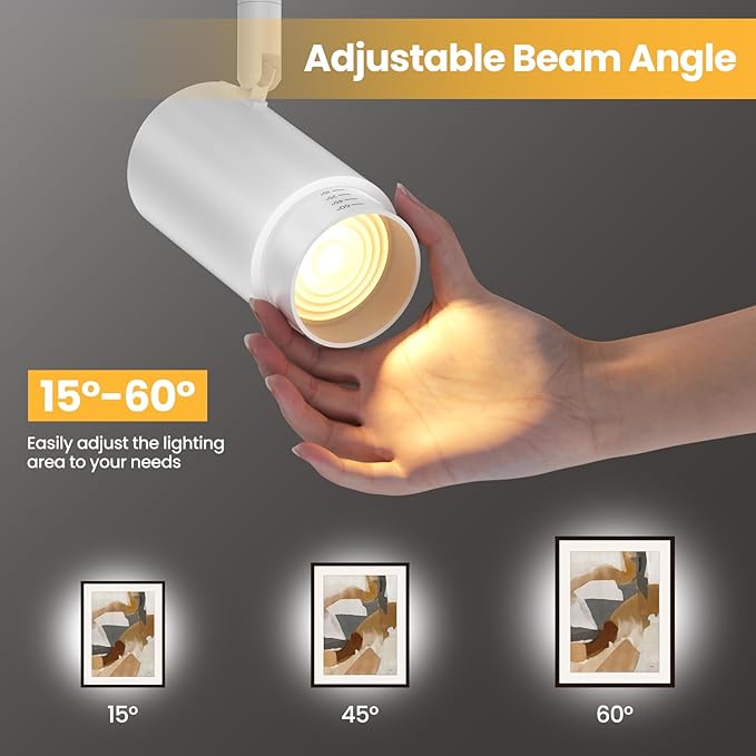 5-Color Zoomable 4 Light Track Lighting Fixtures Ceiling for Kitchen, Dimmable LED Track Lighting Kit, Ceiling Spotlight Flush Mount Adjustable Directional Spot Lights Indoor, CRI90 30W, White