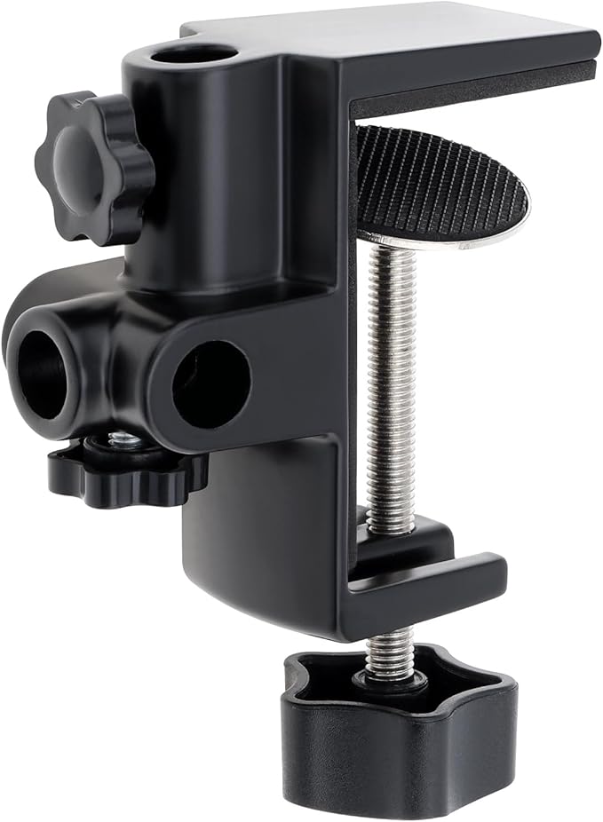 RTNLIT Desk Lamp Clamp, 0.49in/12.5mm 4 Hole Metal Table Mounting Clamp | Universal C Clamp for Magnifying Light/Microphone/Boom Scissor Arm, Fits up to 2-1/2 inches Desktop Thickness