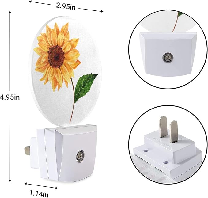 EKOBLA Sunflower Night Light, Bright Yellow Floral Night Lights Plug Into Wall with Dusk to Dawn Sensor for Women Girls