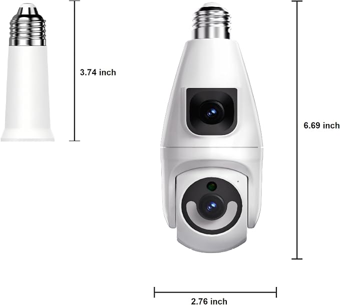 Ameyes Light Bulb Indoor Camera Wireless with Dual-Lens, 1080P Dog/Pet Cameras for Home Security, 2.4&5GHz WiFi Camera with Phone App, Color Night, Motion Detection, Compatible with Alexa