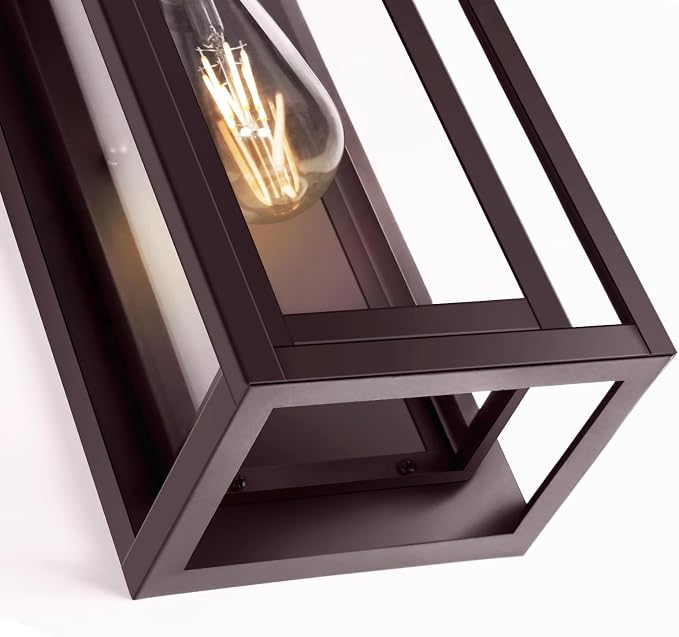 15" Outdoor Wall Lights, Brown Exterior Lighting Fixtures | Large Size, Anti-Rust, Waterproof, Tempered Glass, Easy Installation, Modern & Classic Outdoor Sconces for House Porch Garage