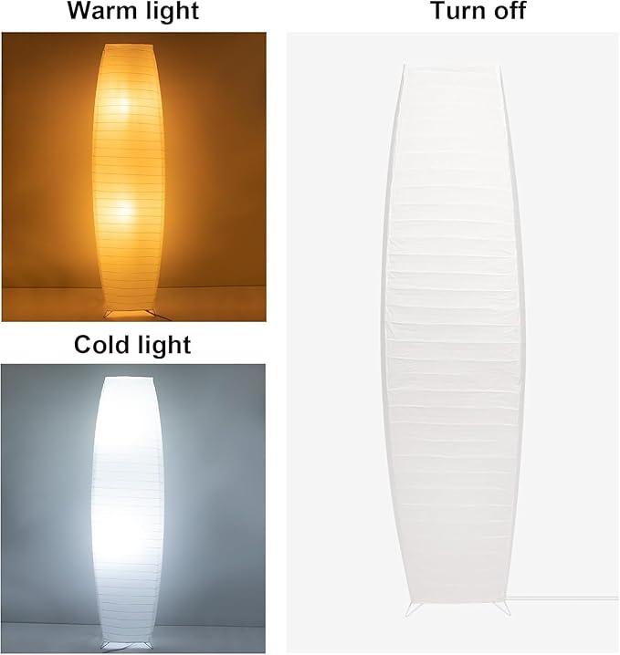 Paper Floor Lamp, Japanese Lamp with Rice Paper Lantern Shade, Minimalist Style Corner Floor Lamp for Bedroom, Office, Living Room with No Bulbs (2 Pack)