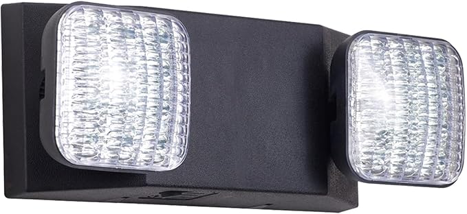 GZRUIYANG Emergency Lights with Battery Backup, LED Commercial Emergency Lighting Fixtures Two Head Adjustable, UL 924 Certified, Hardwired Emergency Exit Light for Business - 1 Pack(Black)
