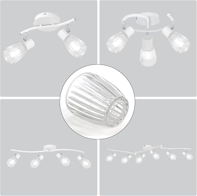 HiBay 2-Pack Lampshades, Clear Striped Bell Glass Shades | Lighting Fixture Accessory Lampshade Cover Replacement, Fit for E12 Base Pendant Lights Table lamp Sconce Chandeliers
