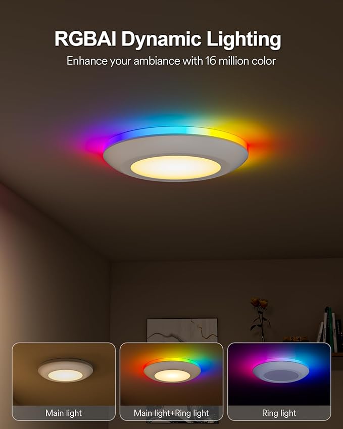 Lumary 5/6 Inch Smart Led Disk Light Pro, Color Changing WiFi Smart Recessed Lighting with RGBAI Ring, Flexible Install Flush Mount Ceiling Light, Compatible with Alexa/Google Assistant, 4Pack